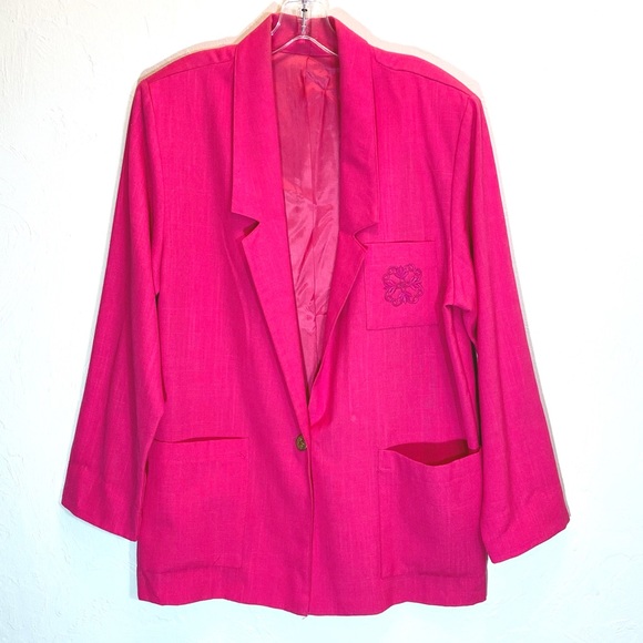 Vintage Jackets & Blazers - Vintage Blazer Pink Oversized Womens 80s Jacket